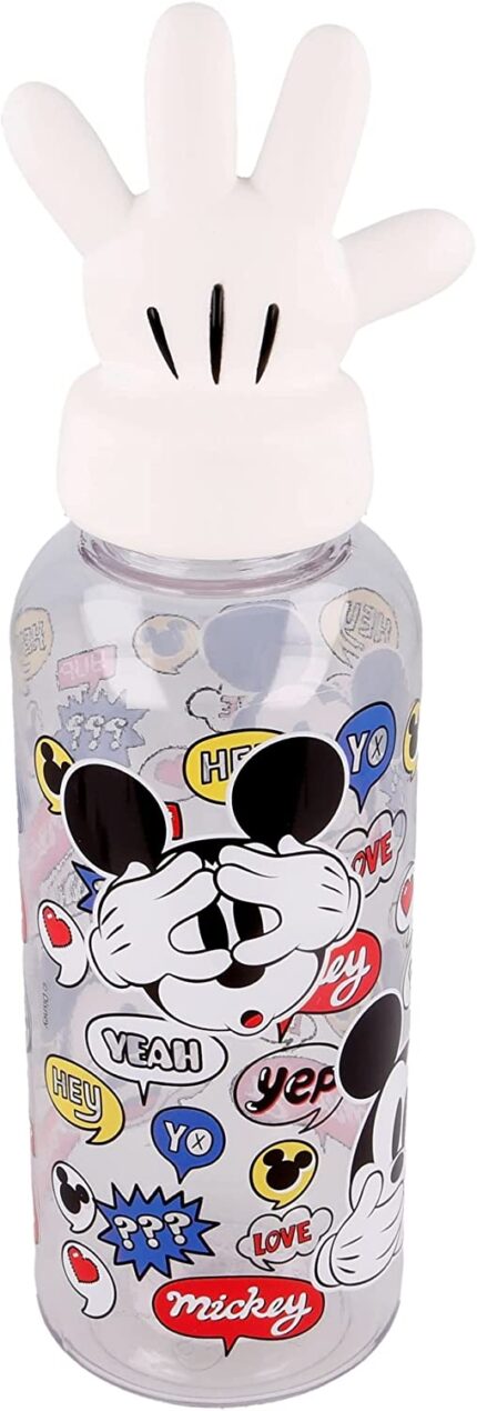 Botella Reutlizable De Plástico Mickey Disney Con Tapón De Figurita 3d 560Ml
