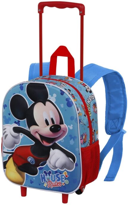 Mochila 3D Con Ruedas Mickey Disney Pequeña 26x34x13cm