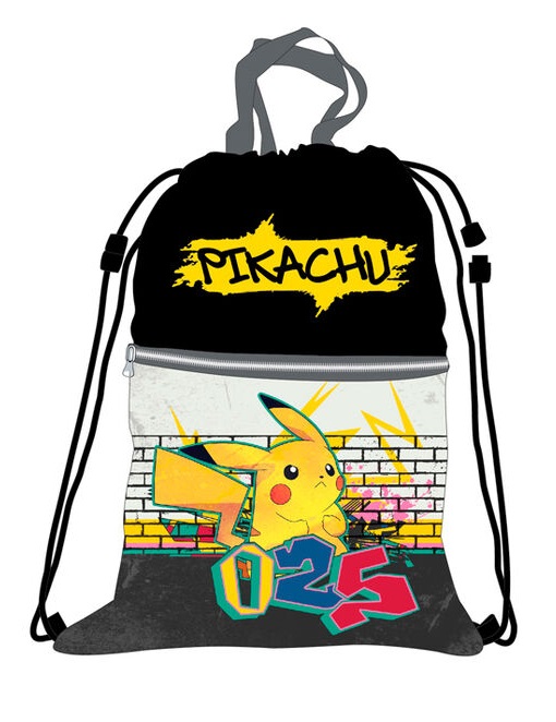 1407318720193932033 Saco Mochila Pokemon Con Bolsillos 45x35cm. - Imagen 1