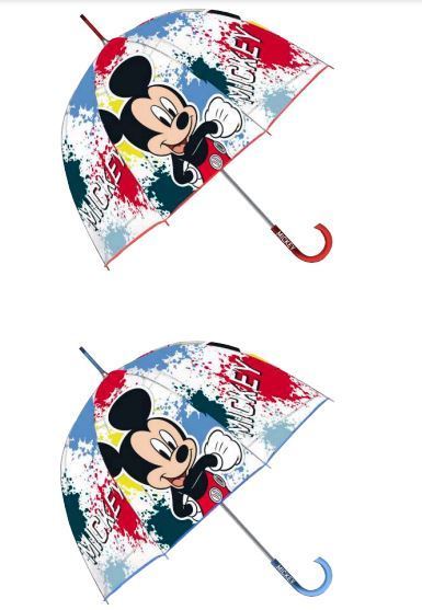 Paraguas Eva Transparente Burbuja Mickey Disney Manual 48cm.