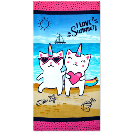 Toalla Gatos Microfibra 140x70cm.