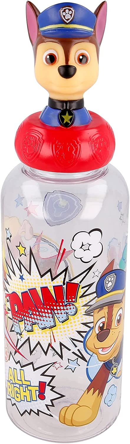 6891068412497101252 Botella Reutlizable De Plástico Patrulla Canina Con Tapón De Figurita 3d 560Ml - Imagen 1