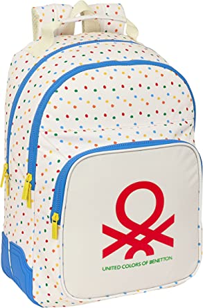 Mochila Doble Adapt.Carro Benetton Topitos 32x15x42 cm