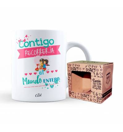 TAZA  CONTIGO RECORRERÍA EL MUNDO ENTERO