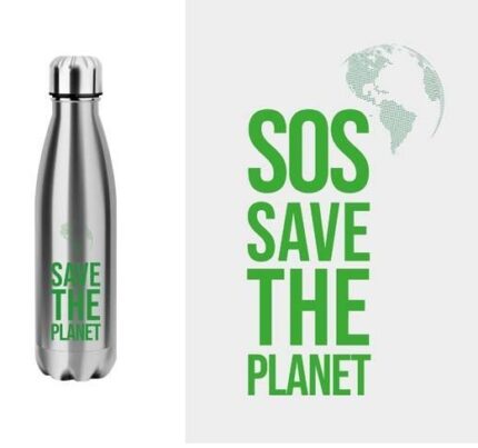Botella Thermo Acero Inoxidable Silver 500Ml. Sos Save The Planet.