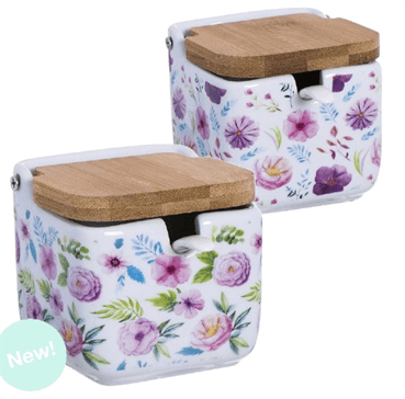 Azucarero Ceramica Tapa Bambu La Fiore