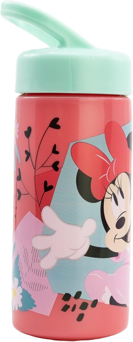 Botella de Agua Minnie Disney Con Pajita y Asa Incorporada de 410 ml