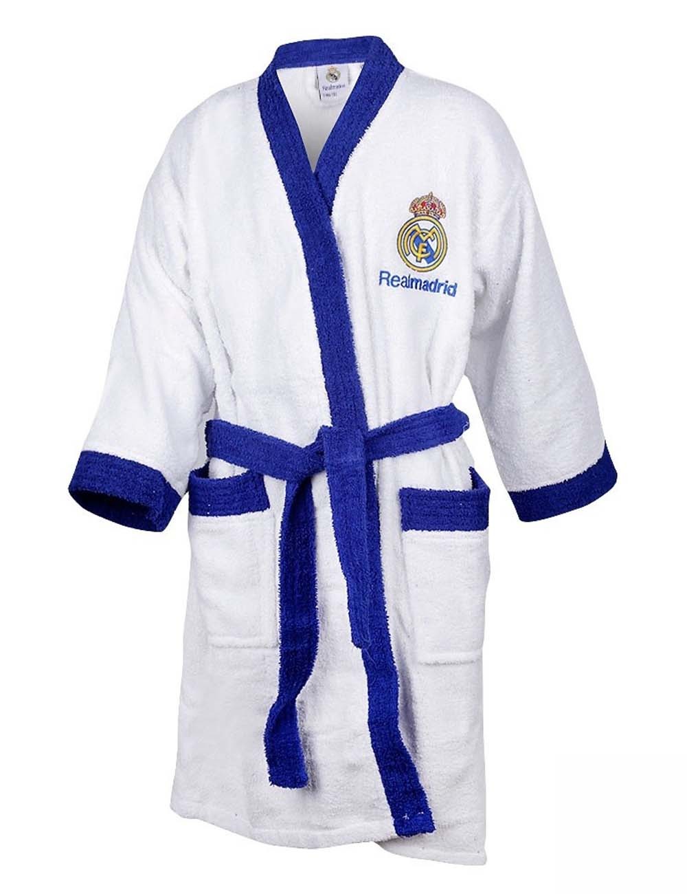 Albornoz Talla Infantil Real Madrid Albornoz Oficial Del Real Madrid Adulto100% Algodón Rizo Americano. - Imagen 1
