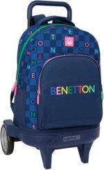 Mochila Gde. C/Ruedas Compact Evol. Ext. Benetton Damero 33X22X45Cm