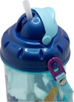 Botella infantil de plástico con pajita, tapa correa de 465 ml de Stitch - Imagen 3