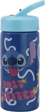 Botella de agua deportiva con pajita y asa incorporada de 410 ml de Stitch Palms - Imagen 2