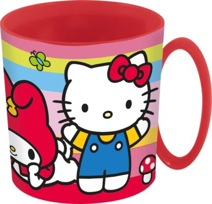 Taza infantil de plástico reutilizable para microondas de 390 ml de Hello Kitty and Friends
