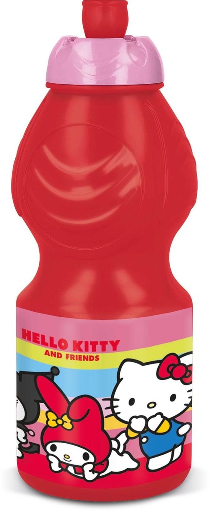 Botella de agua de plástico infantil con cierre anti goteo de 400 ml de Hello Kitty and friends