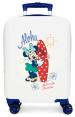 Maleta Cabina Minnie Disney Aloha Blanco 33x50x20cm.