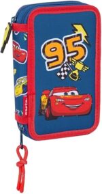 Plumier Escolar CARS RACING con 29 Útiles Incluidos, Ideal para Niños de 5 a 14 Años, Cómodo y Versátil, Calidad y Resistencia, 12.5x4x19.5 cm