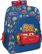 Mochila Escolar Niño Adaptable a Carro CARS RACING  33x14x42 cm