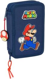 Plumier Escolar Niño, Estuche con Colores, con 29 Útiles Incluidos Super Mario Trick 12.5x4x19.5 cm