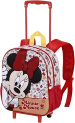 Mochila 3D con Ruedas Pequeña Disney Minnie Mouse Flowered 26 x 34 cm