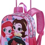 Mochila 3D con Ruedas Pequeña Disney Princesas Flowers 26 x 34 cm