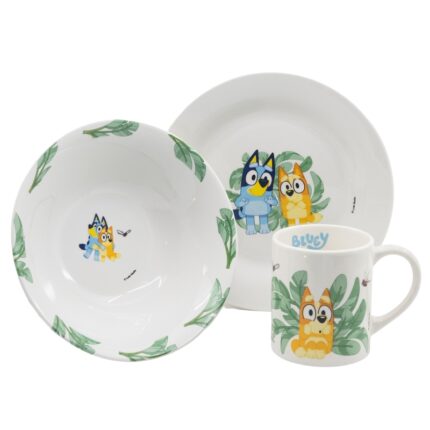 Set de Ceramica 3 Pcs Bluey, Cuenco, Plato y Taza