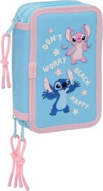 Plumier Triple con 37 Útiles Incluidos Stitch Happy 12.5x5.5x19.5 cm