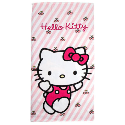 Toalla Hello Kitty microfibra 70x140cm. 100% polyester. 250Gsm.