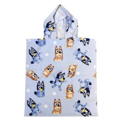 Poncho toalla Bluey microfibra 50x115cm. 100% polyester. 250Gsm.