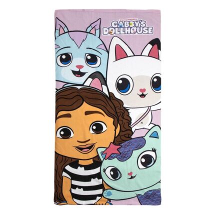 Toalla La Casa de Muñecas de Gabby microfibra 70x140cm. 100% polyester. 250Gsm.