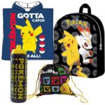 Lote Pokemon, Poncho Toalla, Botella, Saquito y Mochila