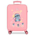 Maleta de Cabina Rosa Disney Stitch You & Me 38x55x20 cm Rígida ABS Cierre de combinación Lateral 35L 2,5kg 4 Ruedas Dobles Equipaje de Mano