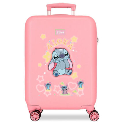 Maleta de Cabina Rosa Disney Stitch You & Me 38x55x20 cm Rígida ABS Cierre de combinación Lateral 35L 2,5kg 4 Ruedas Dobles Equipaje de Mano