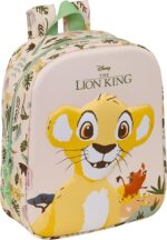 Mochila de Guardería 3D, EL REY LEÓN – Fácil Limpieza, Ideal para Niños de Diferentes Edades, Cómoda y Versátil, Calidad y Resistencia, 22x10x27 cm