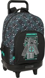 Mochila Grande con Ruedas, MINECRAFT SCREEN – Compacta, Extraíble, Ideal para Niños de Diferentes Edades, Cómoda y Versátil, Calidad y Resistencia, 33x22x45 cm
