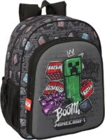 Mochila Escolar Niño, Mochila Infantil,  MINECRAFT GRAFFITI – Adaptable a Carro, Ideal para Niños en Edad Escolar, Cómoda y Versátil, Calidad y Resistencia, 32x12x38 cm